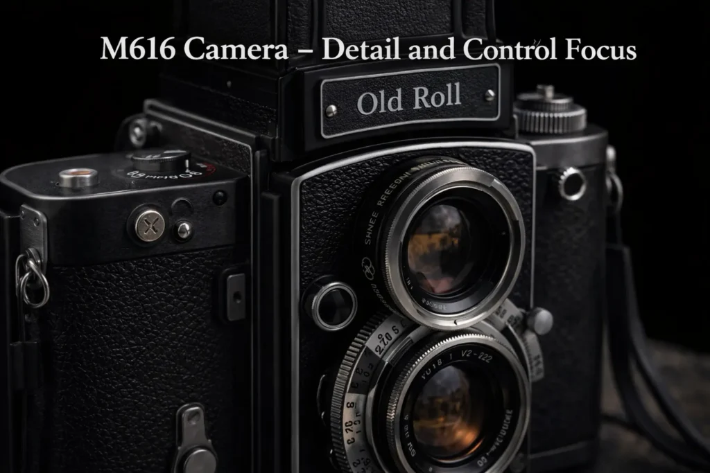 Review the Old Roll Outdoor Cameras Collection 7 M616 camera from Old Roll outdoor cameras showing detailed lens elements and precise control dials