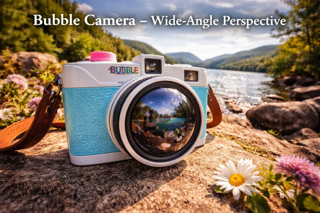 Review the Old Roll Outdoor Cameras Collection 14 Bubble camera from Old Roll outdoor cameras showing a wide-angle perspective with slight edge distortion